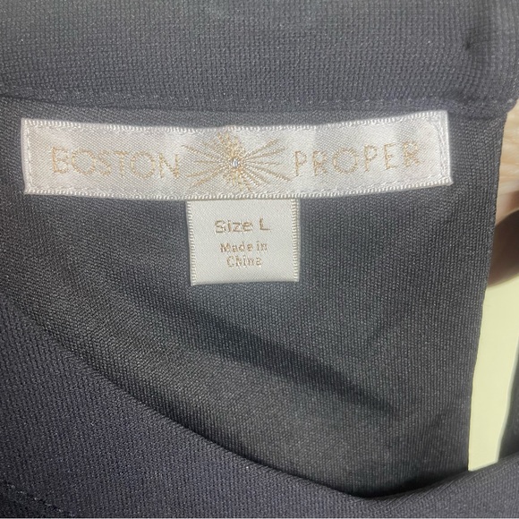 Boston Proper Black Sleeveless Swing Dress Pockets Key Hole Neckline Size Large - Picture 9 of 11